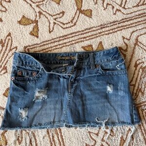 American Eagle Outfitters Distressed Blue Mini Skirt